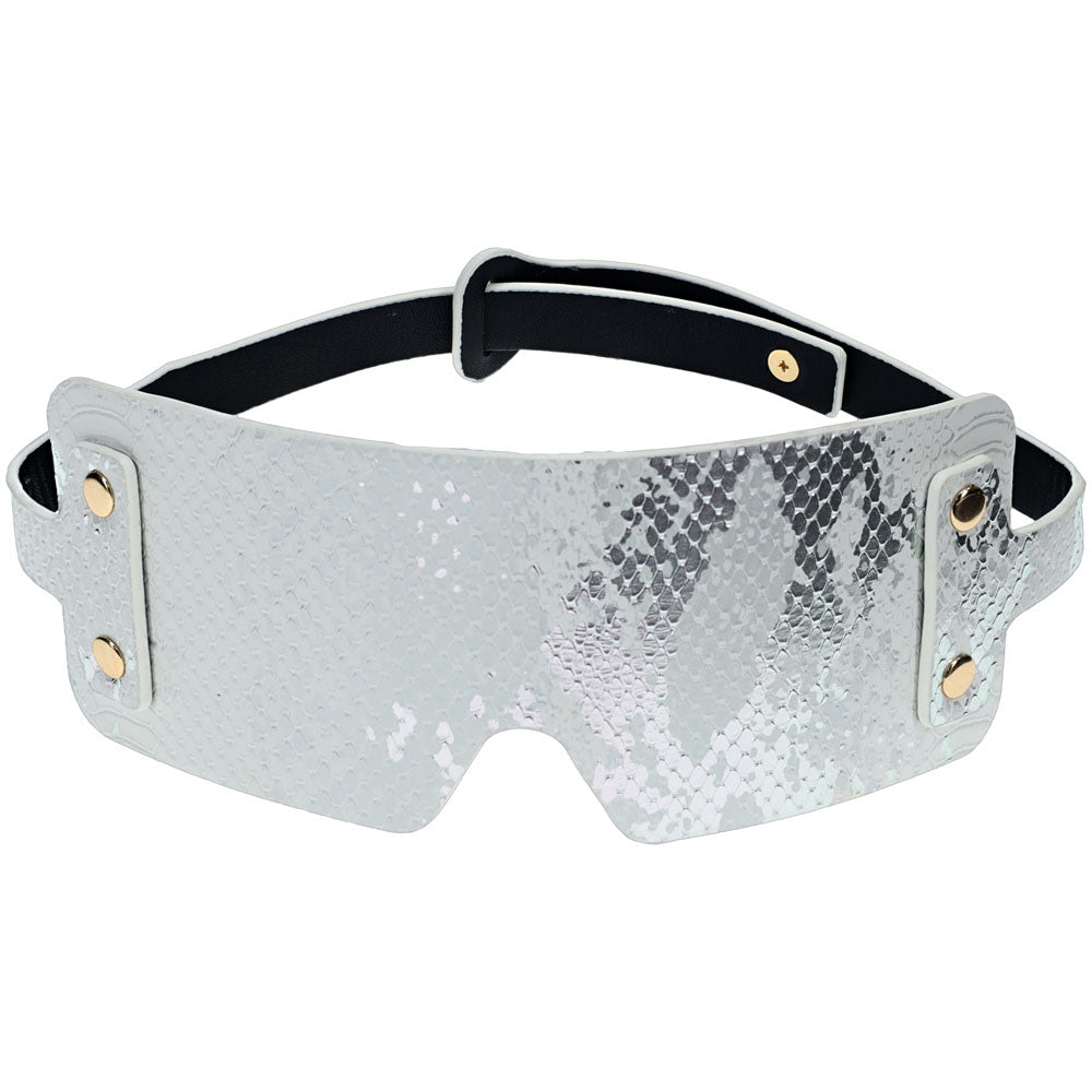 OUCH! Florence Collection - Blindfold - Eye Restraint made of bonded leather with iridescent hardware for intimate moments.