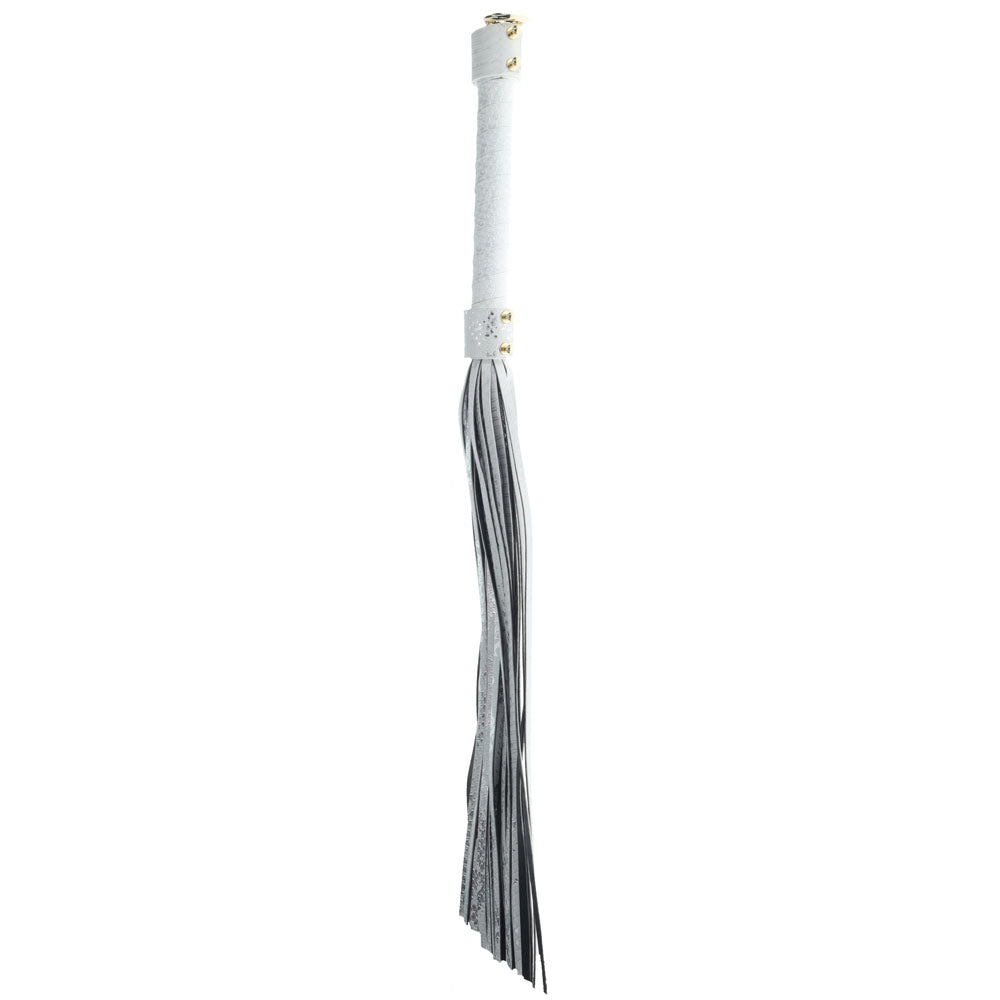OUCH! Florence Collection - Flogger - Flogger Whip in white with stylish gold accents and long leather tails.