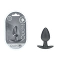 OUCH! Anal Plug - Medium - Gun Metal - Gun Metal Grey 7.9 cm Medium Butt Plug in packaging with smooth silicone design.