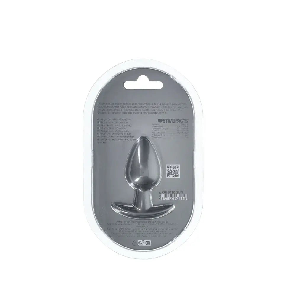 OUCH! Anal Plug - Medium - Gun Metal - Gun Metal Grey 7.9 cm Medium Butt Plug Shots Toys Discreet Intimate Essentials.