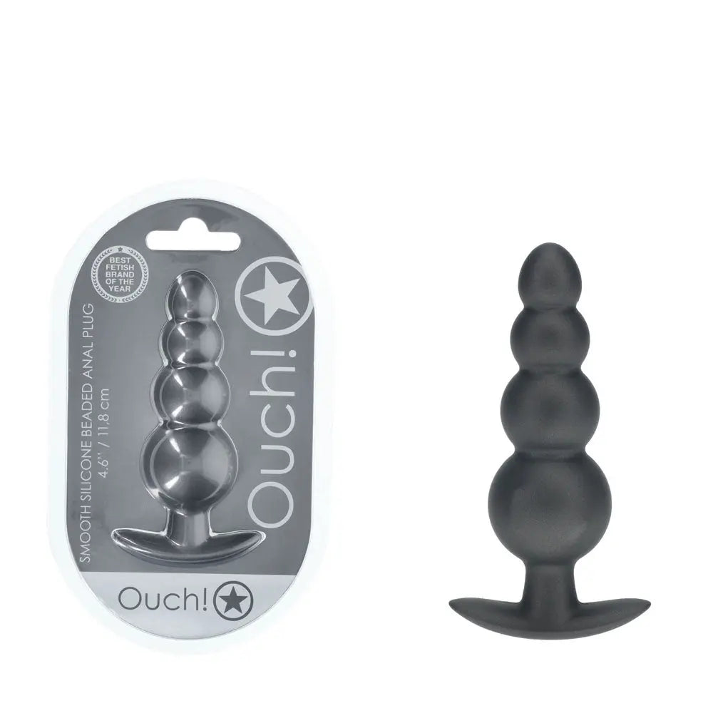 OUCH! Beaded Anal Plug - Gun Metal - Gun Metal Grey 11.7 cm Butt Plug Shots Toys Discreet Intimate Essentials.