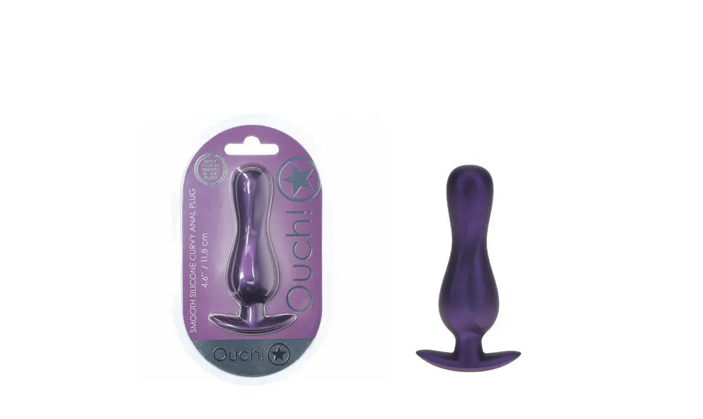OUCH! Curvy Anal Plug - Metallic  - Metallic  11.7 cm Butt Plug Shots Toys Discreet Intimate Essentials.