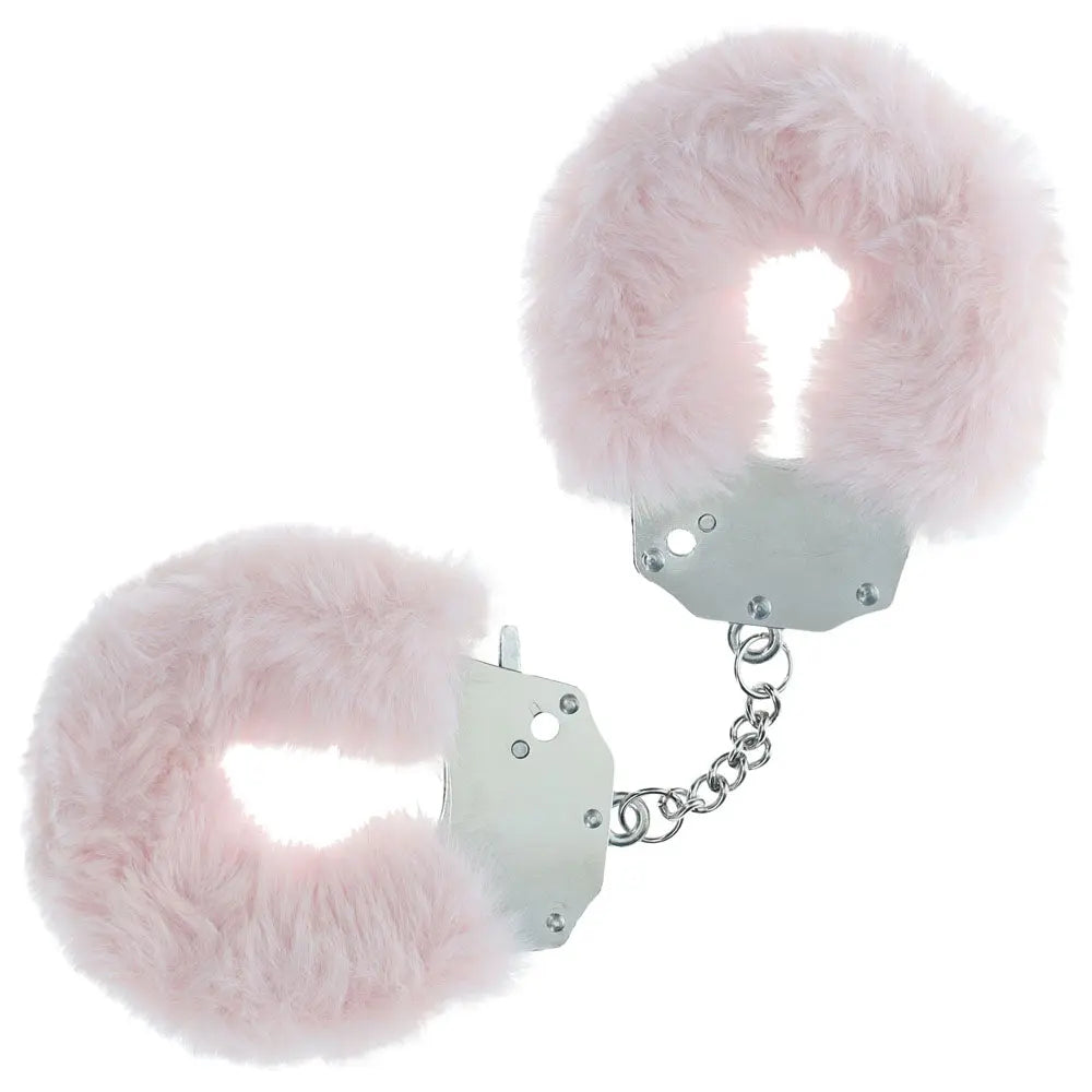 OUCH! Heavy-Duty Fluffy Cuffs - Powder  - Powder  Fluffy Restraints Shots Toys Discreet Intimate Essentials.