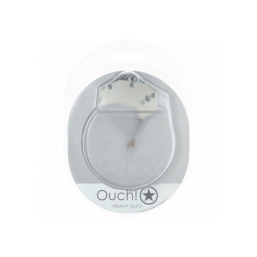 OUCH! Heavy-Duty Fluffy Cuffs -  -  Fluffy Restraints in packaging for enticing intimate moments.