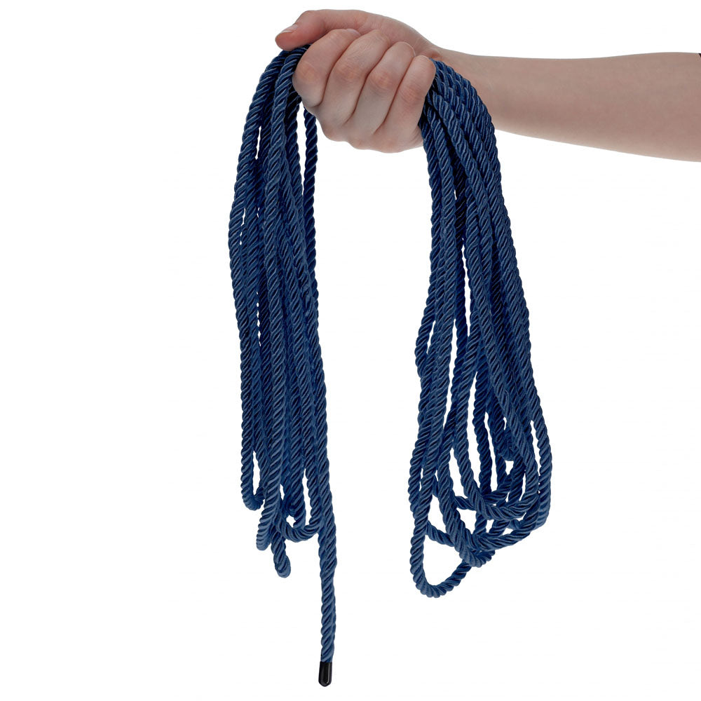 OUCH! Bondage Rope - 10 M - Navy  - Navy  Nylon Bondage Rope - 10 metre Length held in hand for bondage play.