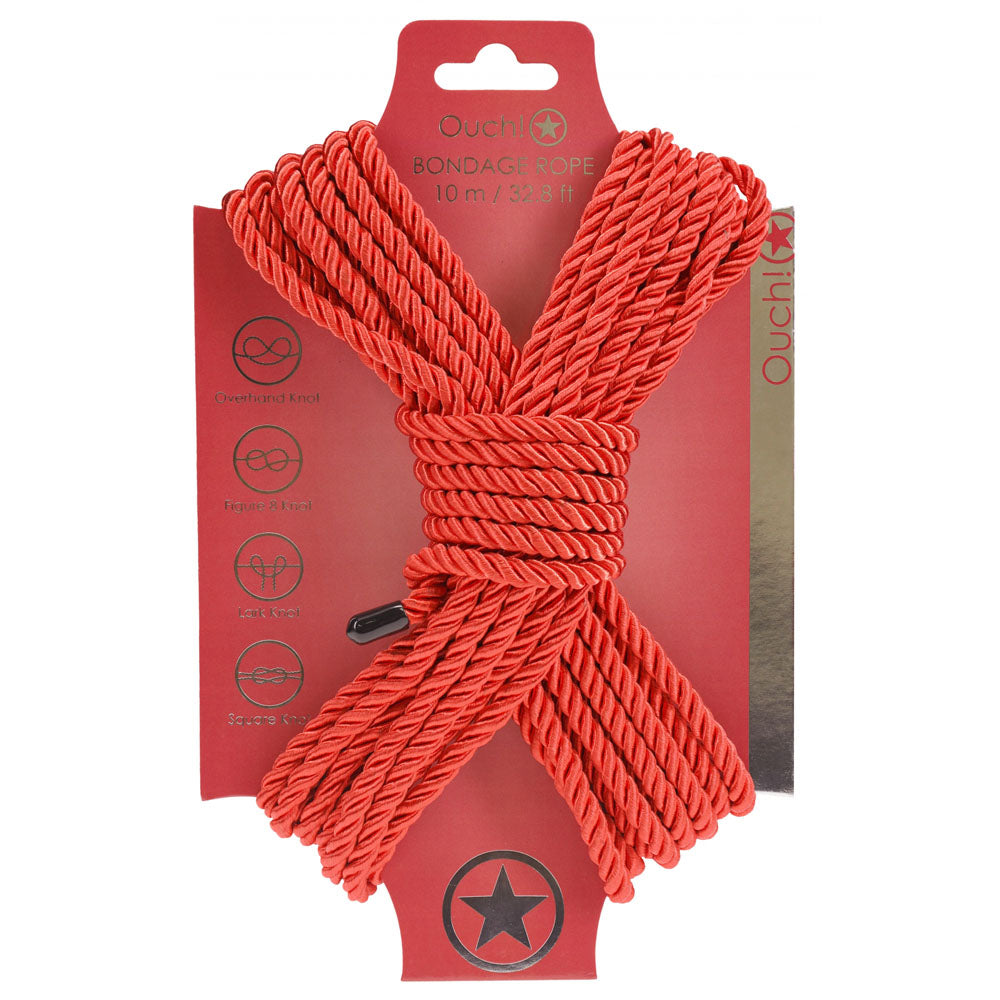OUCH! Bondage Rope - 10 M -  -  Nylon Bondage Rope - 10 metre Length on display with packaging.