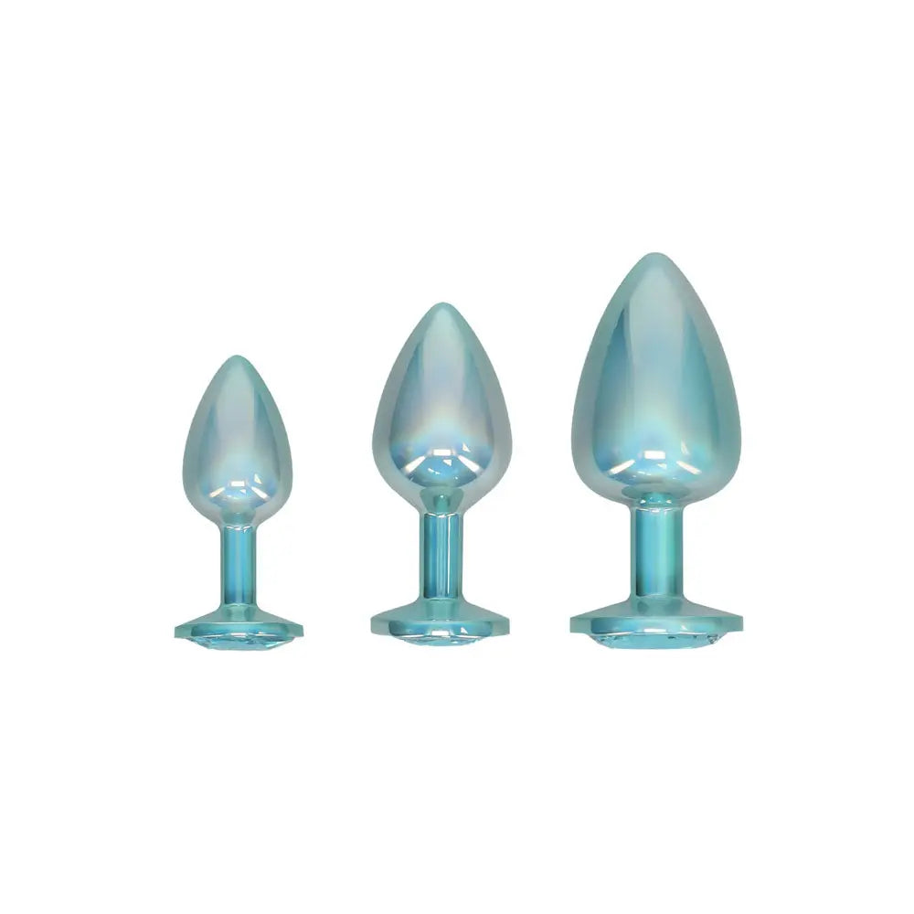 OUCH! Paris Collection - Metal Anal Plug Set -  - Metallic  Butt Plugs with Gem Bases - Set of 3 Sizes Shots Toys Discreet Intimate Essentials.