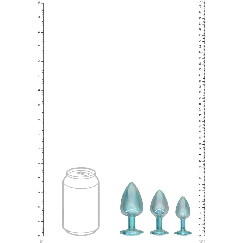 OUCH! Paris Collection - Metal Anal Plug Set -  - Metallic  Butt Plugs with Gem Bases - Set of 3 Sizes Shots Toys Discreet Intimate Essentials.