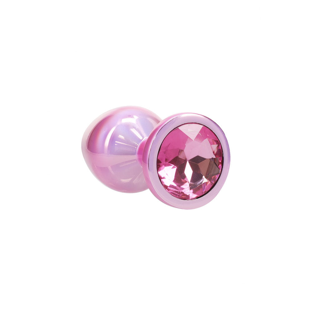 OUCH! Paris Collection - Metal Anal Plug Set -  - Metallic  Butt Plugs with Gem Bases - Set of 3 Sizes - Pink Gem Butt Plug