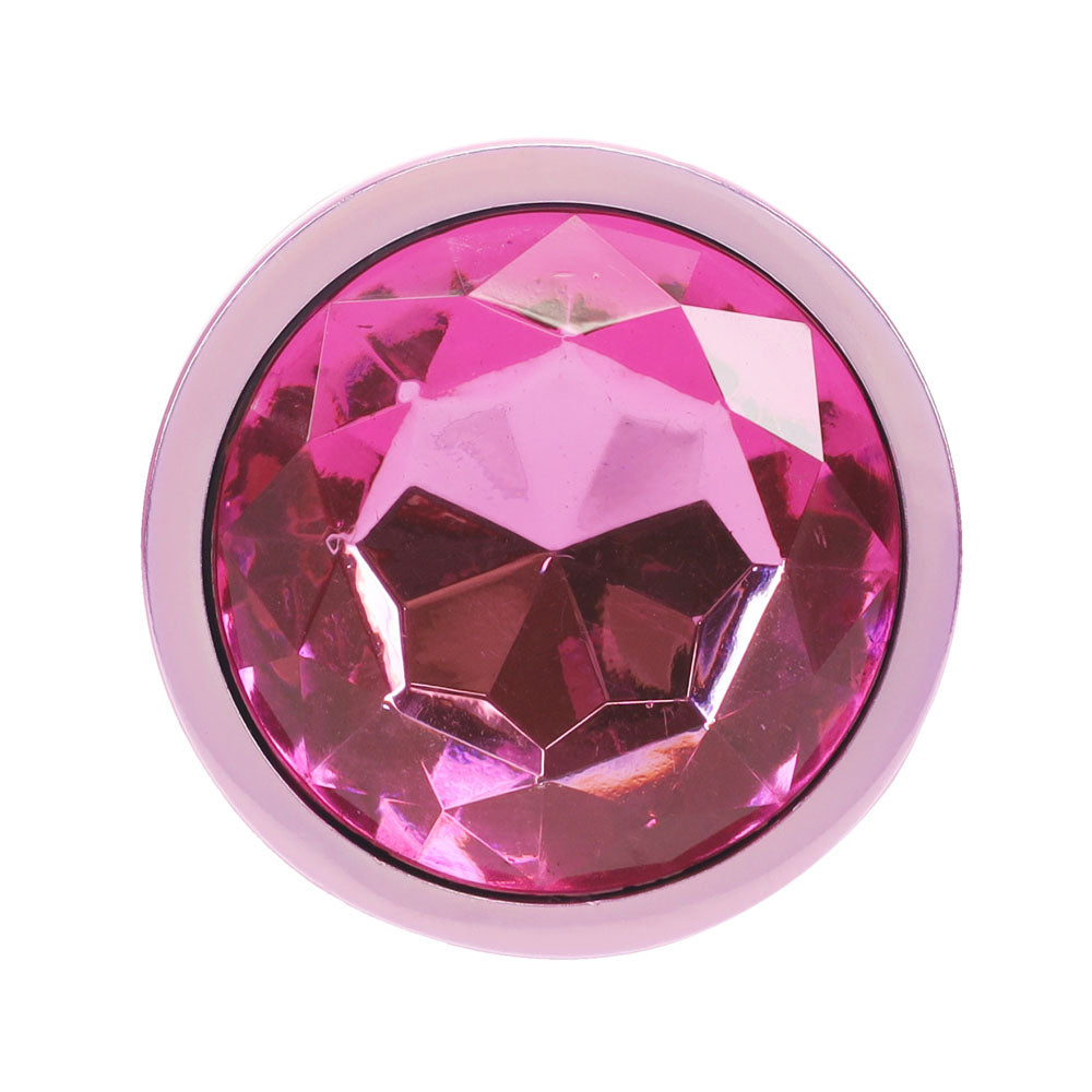 OUCH! Paris Collection - Metal Anal Plug Set -  - Metallic  Butt Plugs with Gem Bases - Set of 3 Sizes - Pink Gem Detail.