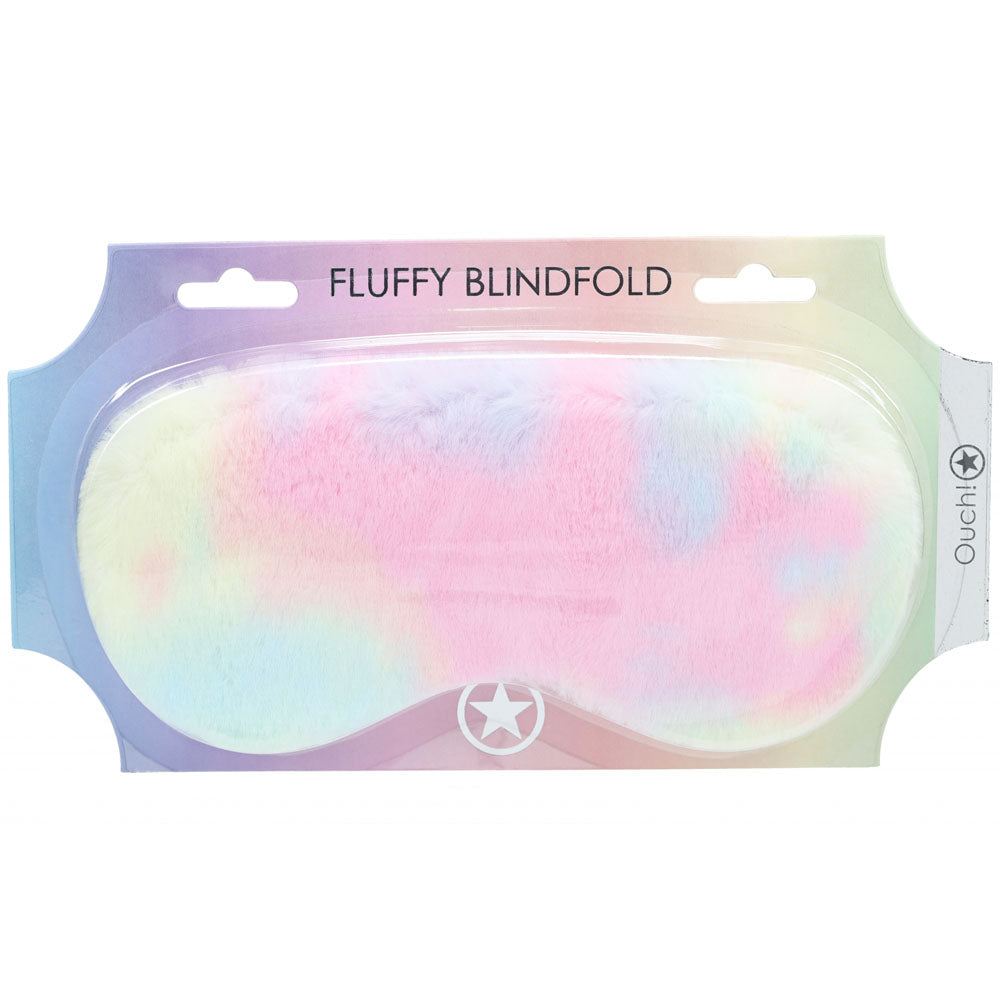 OUCH! Fluffy Mask - Multicolour 1 -  Fluffy Eye Mask packaging showcasing a soft, colorful blindfold.
