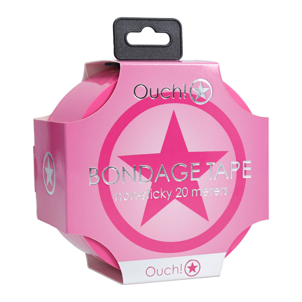 OUCH! PVC Non-Stick Tape -  -  Bondage Tape - 20 metre Length packaging in pink, perfect for playful bondage.