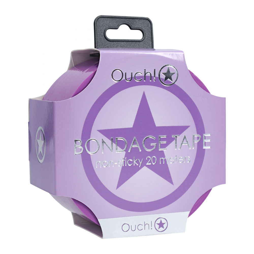 OUCH! PVC Non-Stick Tape -  -  Bondage Tape - 20 metre Length in a pink package on a white background.