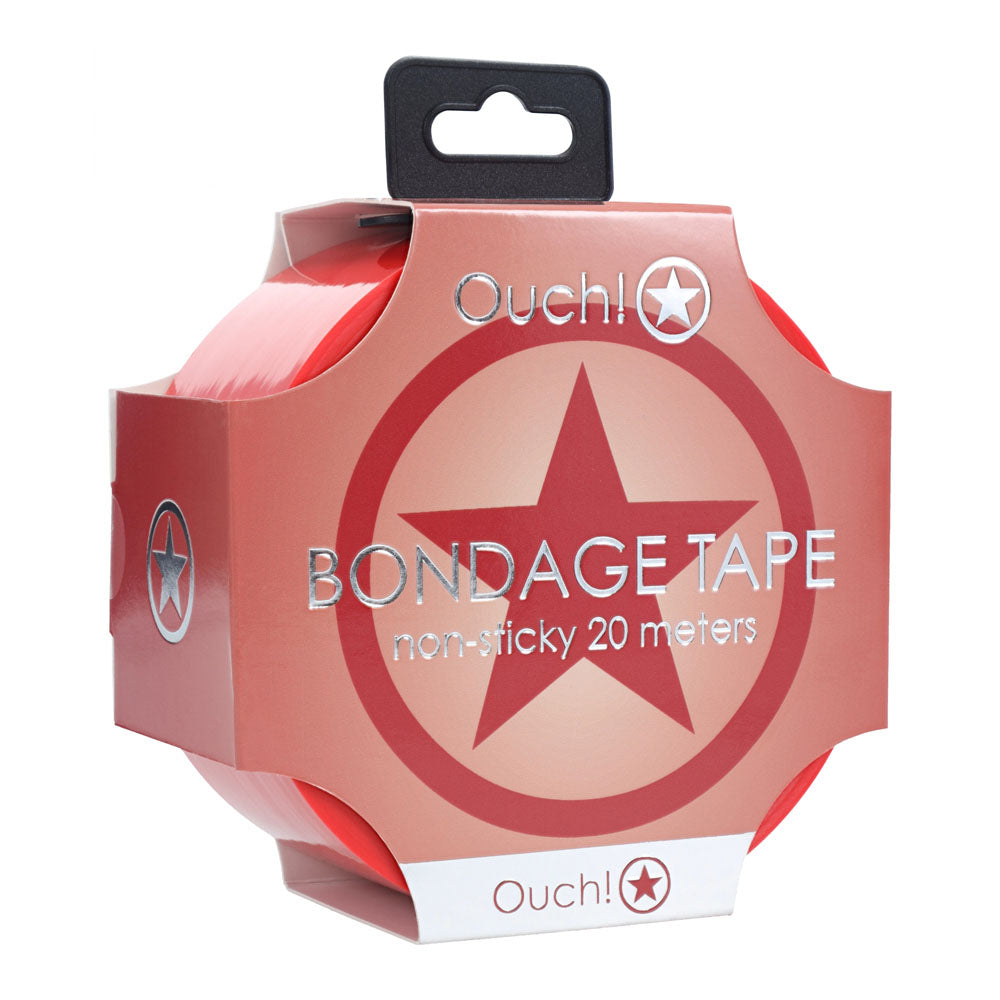 OUCH! PVC Non-Stick Tape -  -  Bondage Tape - 20 metre Length packaging with red design and handle.