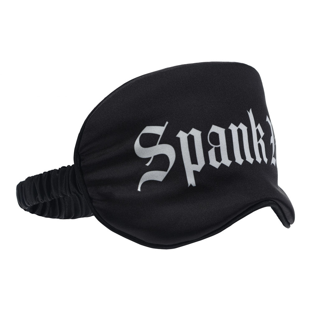OUCH! Satin Mask - Spank Me -  Printed Eye Mask in black with white text, perfect for intimate play and sensory exploration.
