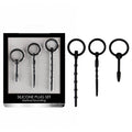 OUCH! Urethral Sounding Plug Set - Black - Set of 3 Sizes in silicone packaging for urethral play.