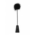 Ouch! Crop With Feather - Black Whip featuring a soft feathered tip, perfect for playful teasing with a feathered crop whip.