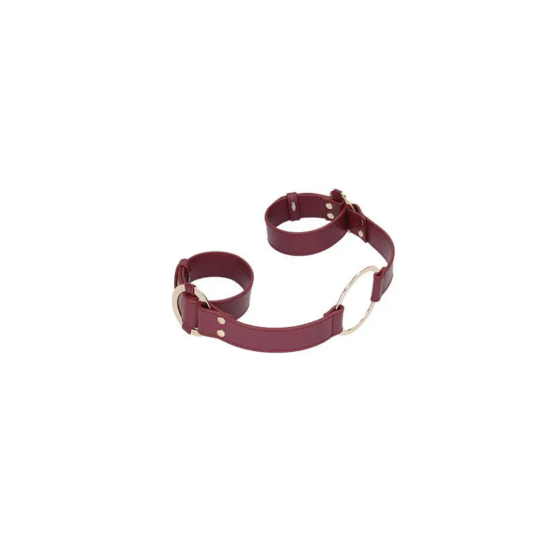 OUCH! Halo - Handcuff With Connector - Burgundy Restraint Shots Toys Discreet Intimate Essentials.