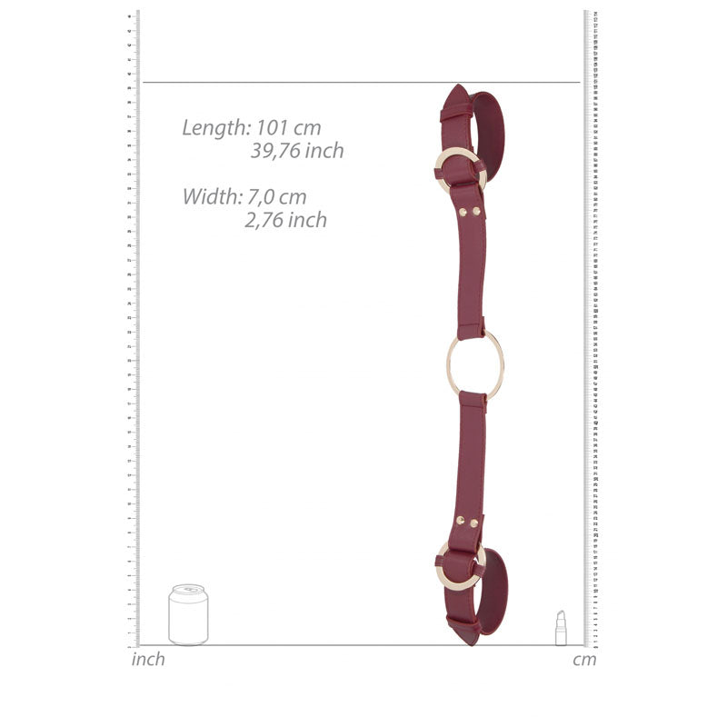 OUCH! Halo - Handcuff With Connector - Burgundy Restraint dimensions, Length: 101 cm, Width: 7.0 cm.