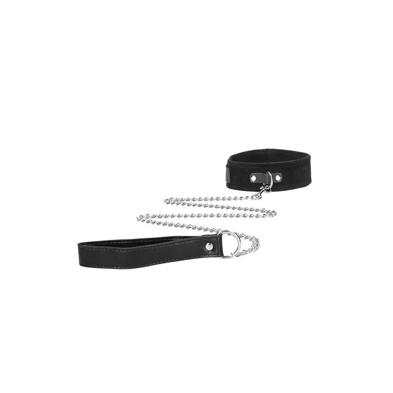 OUCH! BW Velcro Collar With Leash And Hand Cuffs -  Restraints Shots Toys Discreet Intimate Essentials.