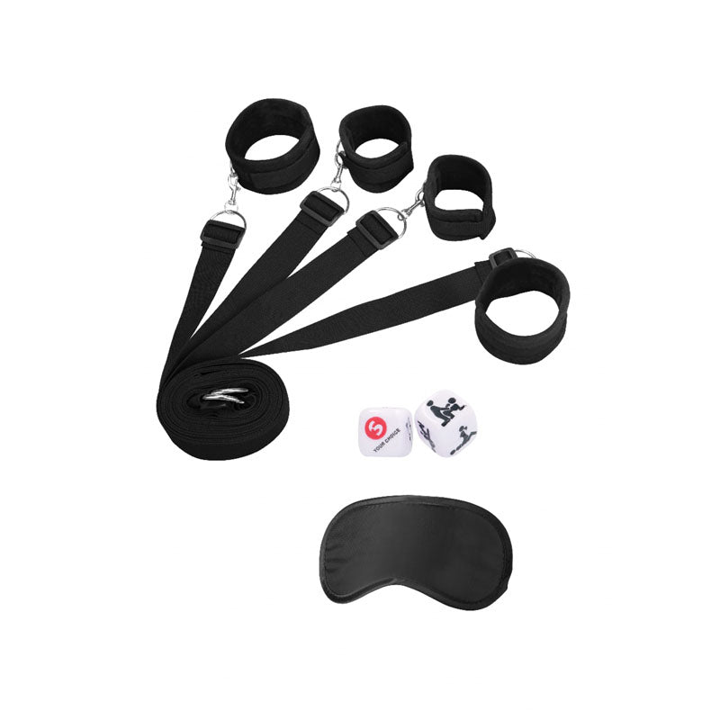 OUCH!  & White Bed Bindings Restraint System -  Restraints with cuffs and straps for intimate adventures.