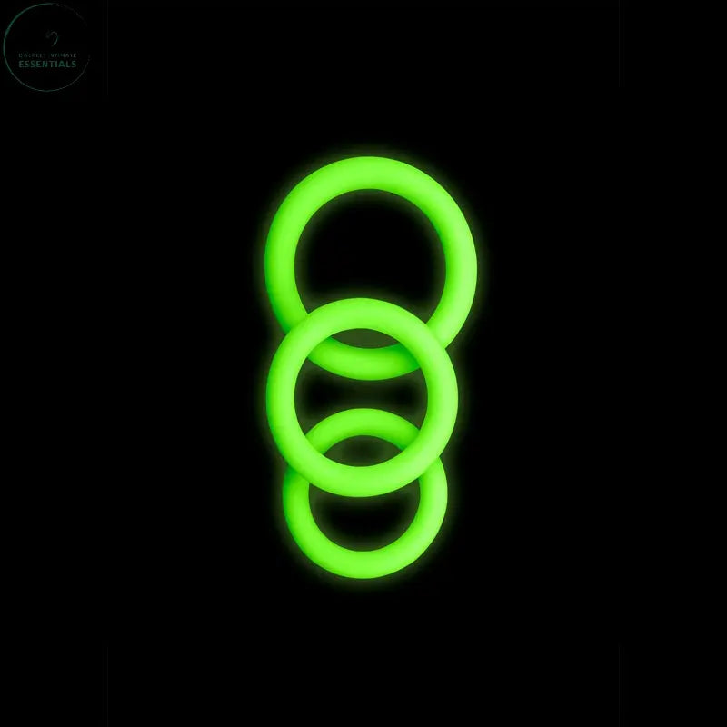 Affordable quality OUCH! Glow In The Dark Cock Ring Set - Glow in Dark Cock Rings - Set of 3 Sizes  from Shots Toys by Discreet Intimate Essentials with Discreet Delivery 