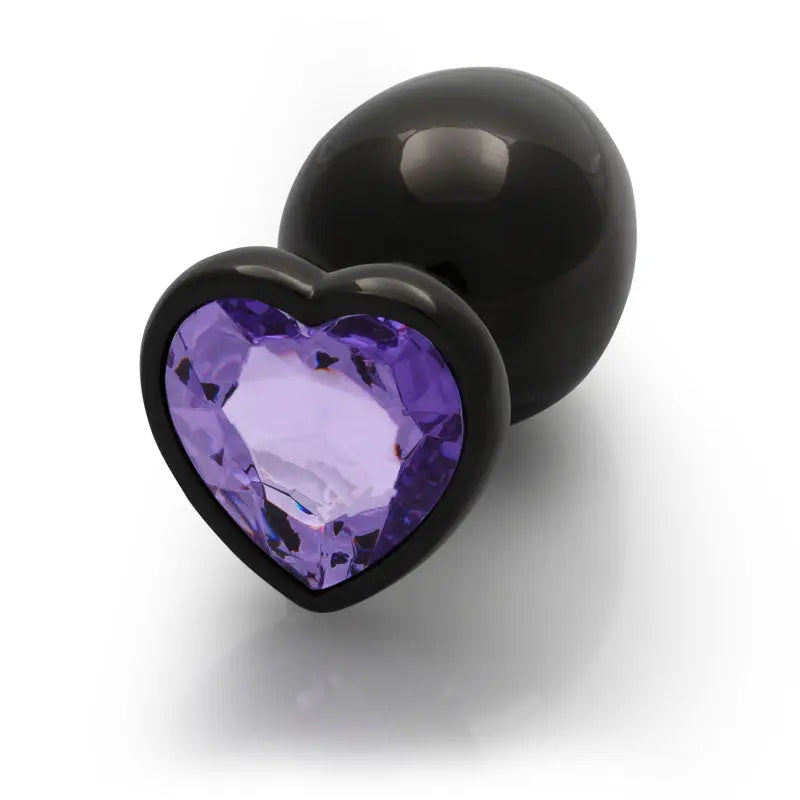 OUCH! Heart Gem Gunmetal Butt Plug - Large - Gunmetal 9.3 cm Large Butt Plug with Heart Gem Base Shots Toys Discreet Intimate Essentials.