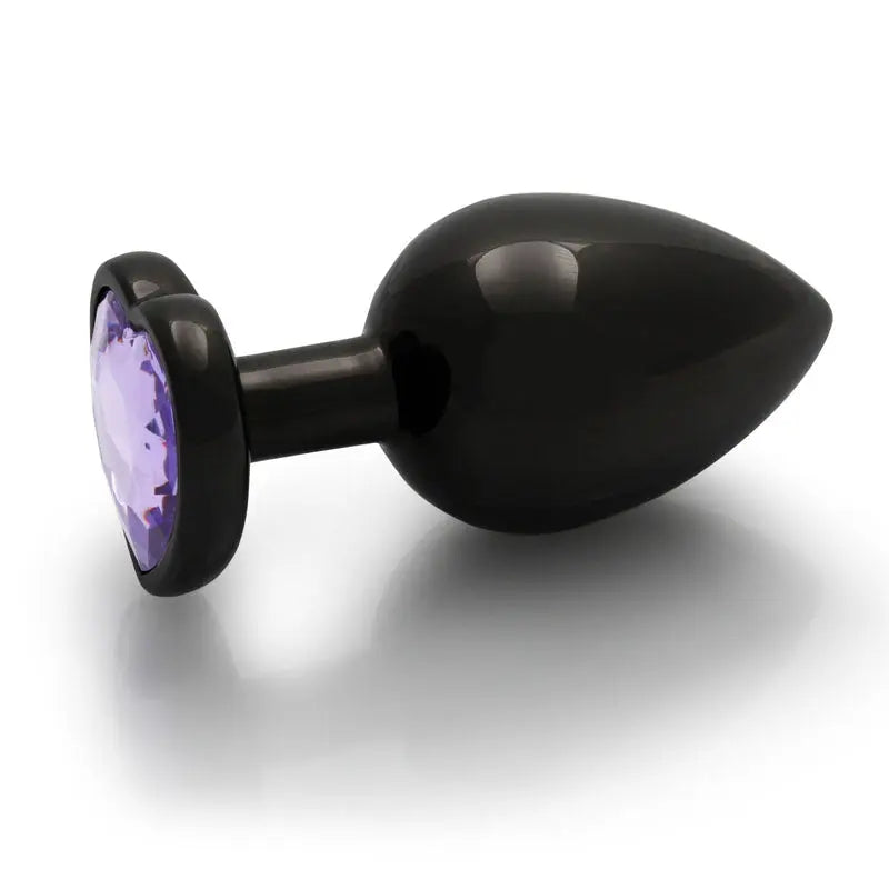 OUCH! Heart Gem Gunmetal Butt Plug - Large - Gunmetal 9.3 cm Large Butt Plug with Heart Gem Base Shots Toys Discreet Intimate Essentials.