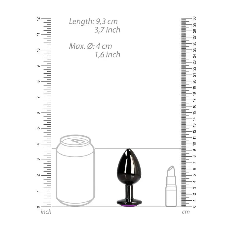 OUCH! Heart Gem Gunmetal Butt Plug - Large - Gunmetal 9.3 cm Large Butt Plug with Heart Gem Base Shots Toys Discreet Intimate Essentials.