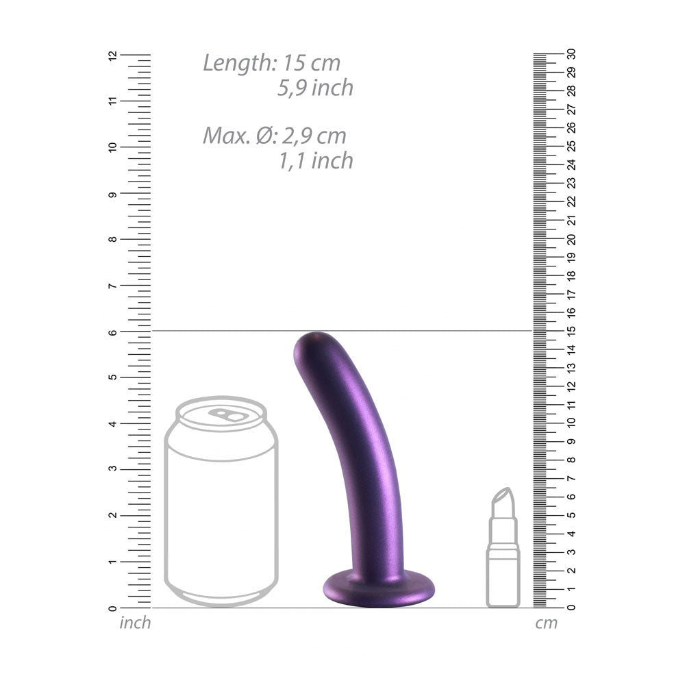 OUCH! Smooth Silicone G-Spot Dildo - 6'' / 14.5 cm - Metallic  14.5 cm Dildo, with length and measurements displayed.