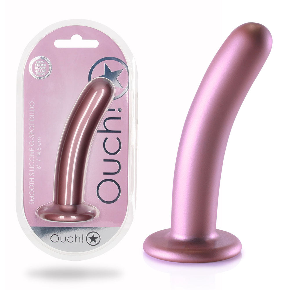 OUCH! Smooth Silicone G-Spot Dildo - 6'' / 14.5 cm - 14.5 cm Dildo in metallic color with strong suction cup.
