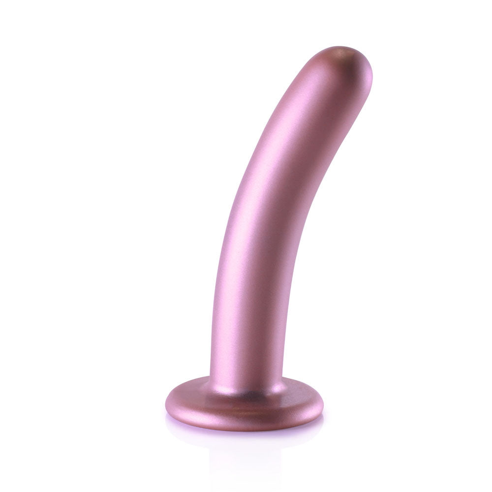OUCH! Smooth Silicone G-Spot Dildo - 6'' / 14.5 cm -  14.5 cm Dildo in metallic pink with suction cup base.