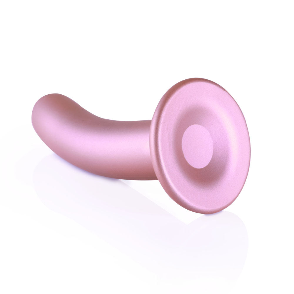 OUCH! Smooth Silicone G-Spot Dildo - 6'' / 14.5 cm - 14.5 cm Dildo with suction cup in metallic pink color.