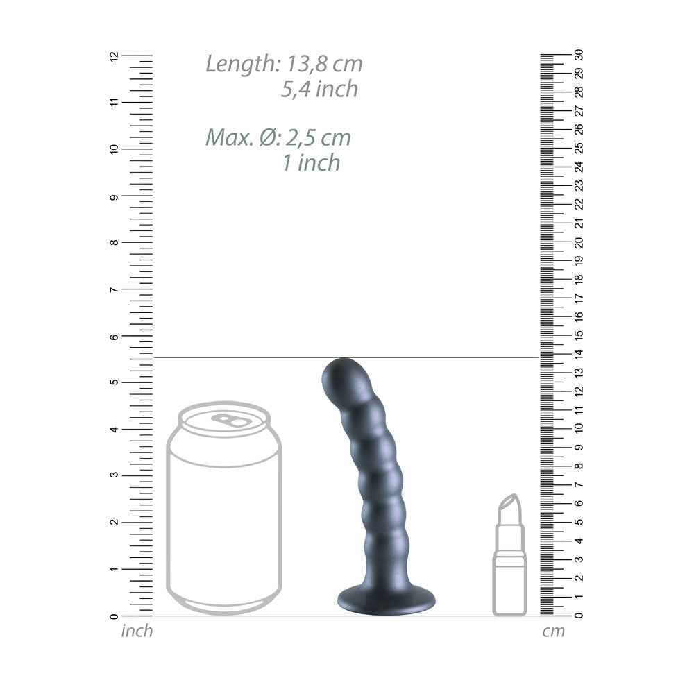 OUCH! Beaded Silicone G-Spot Dildo - 5'' / 13cm - Gunmetal 13 cm Dildo size comparison with objects