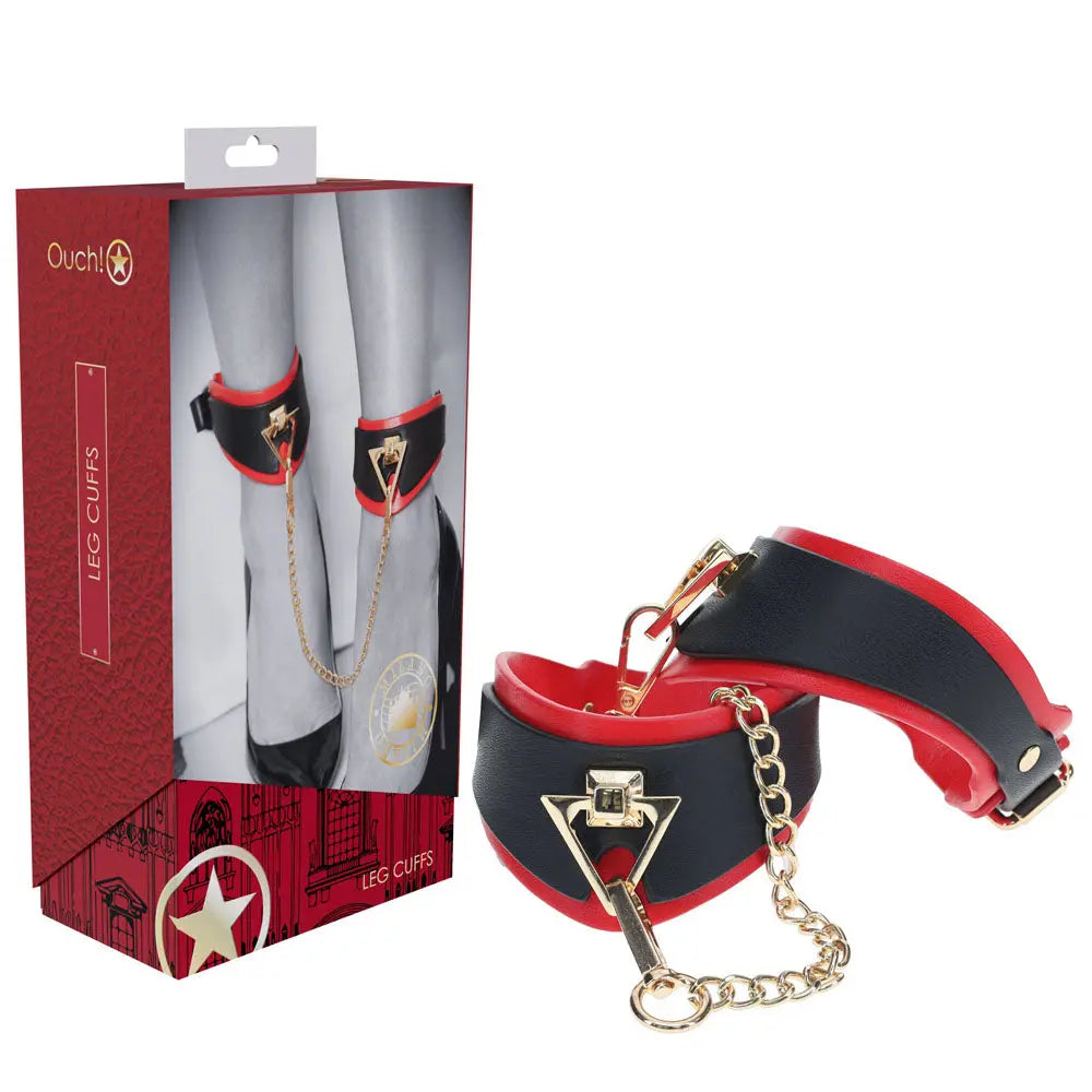 OUCH! Milan Collection - Leg Cuffs - /Red Restraints Shots Toys Discreet Intimate Essentials.