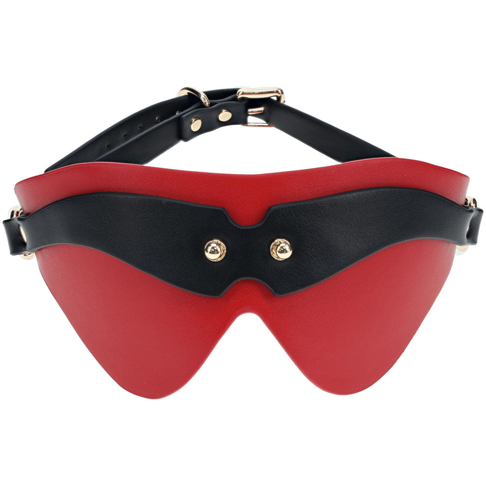 OUCH! Milan Collection - Blindfold - /Red Eyemask made of bonded leather with metal accents for stylish intimate moments.