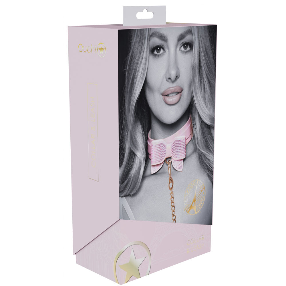 OUCH! Paris Collection - Collar with Leash -  Restraint packaging showcasing stylish collar and leash for intimate essentials.