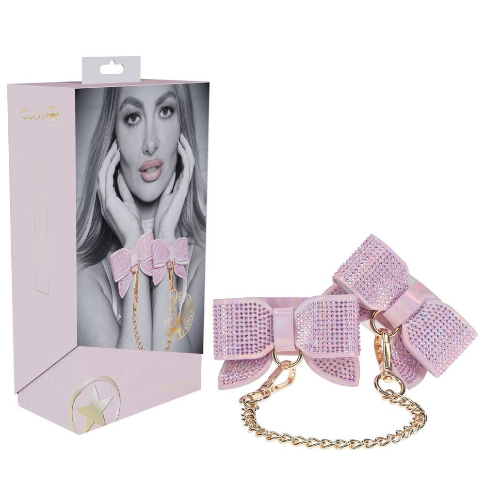 OUCH! Paris Collection - Handcuffs -  Restraints featuring pink bows and ornate chain for stylish intimate play.