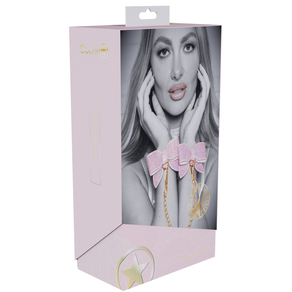 OUCH! Paris Collection - Handcuffs - Restraints packaging featuring elegant design and pink bows.