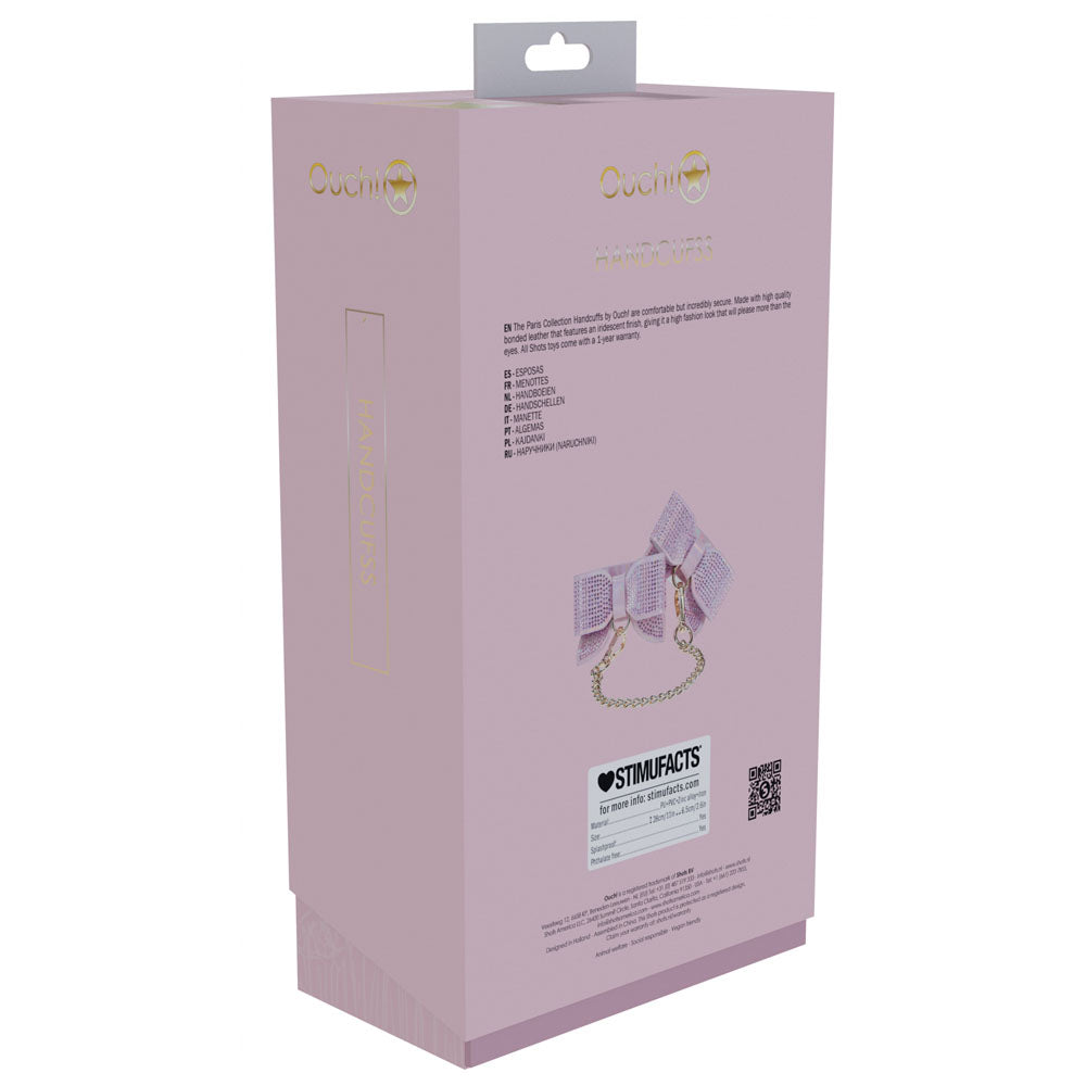 OUCH! Paris Collection - Handcuffs -  Restraints packaging showcasing premium bonded leather and aesthetic design.
