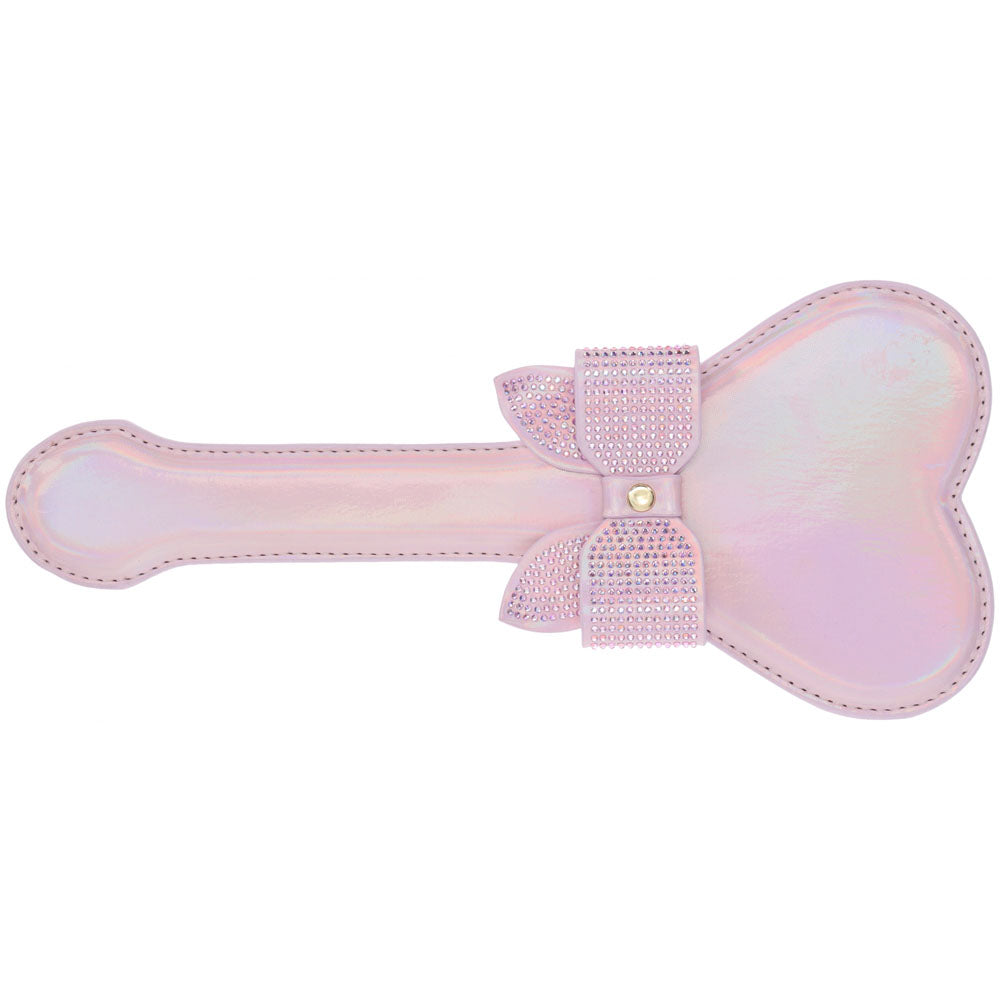 OUCH! Paris Collection - Paddle -  Heart Paddle with pink iridescent leather and decorative bow detail.