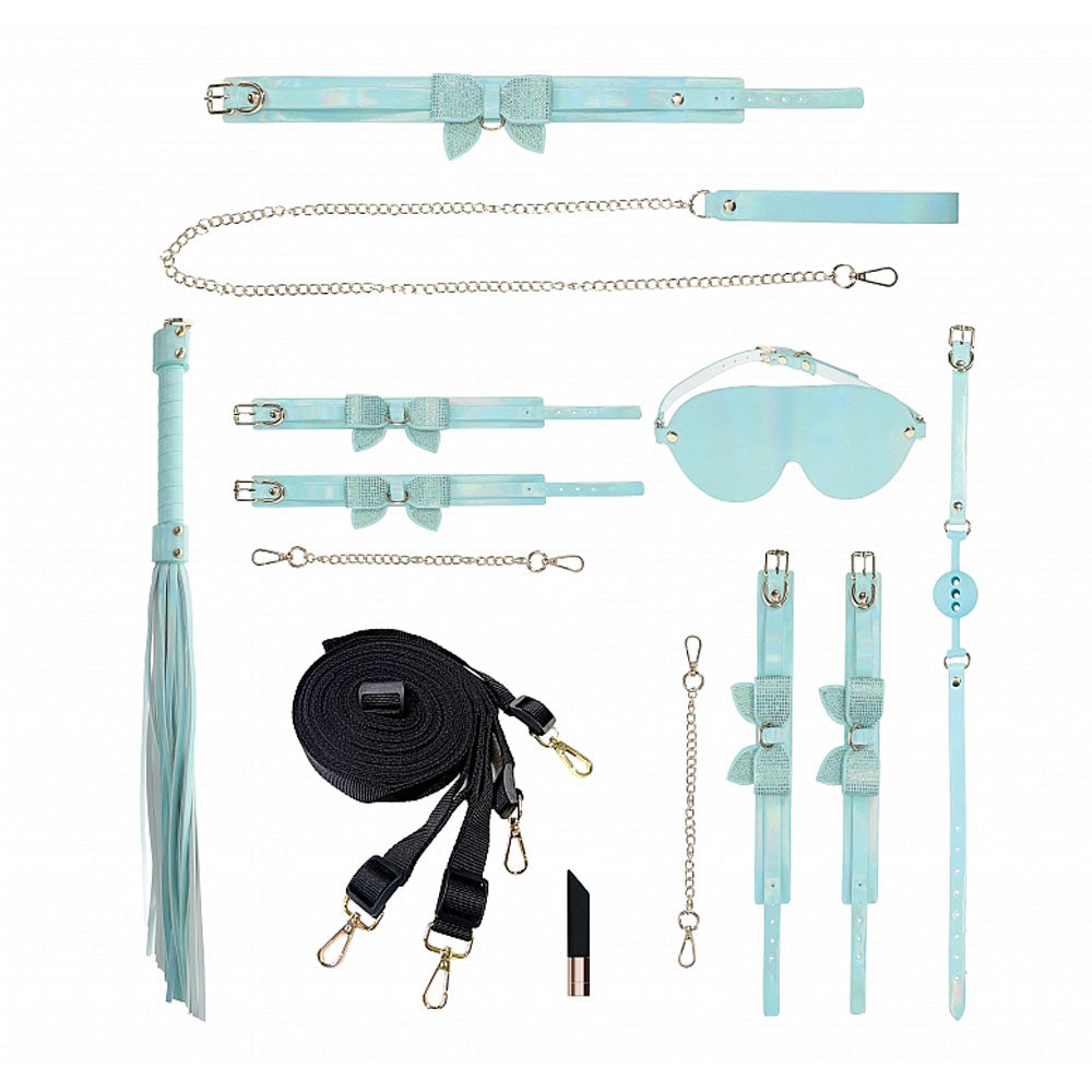 OUCH! Paris Collection - Kit with Bag - Baby  Bondage Set with Bag - 8 Piece Kit featuring turquoise bondage accessories.