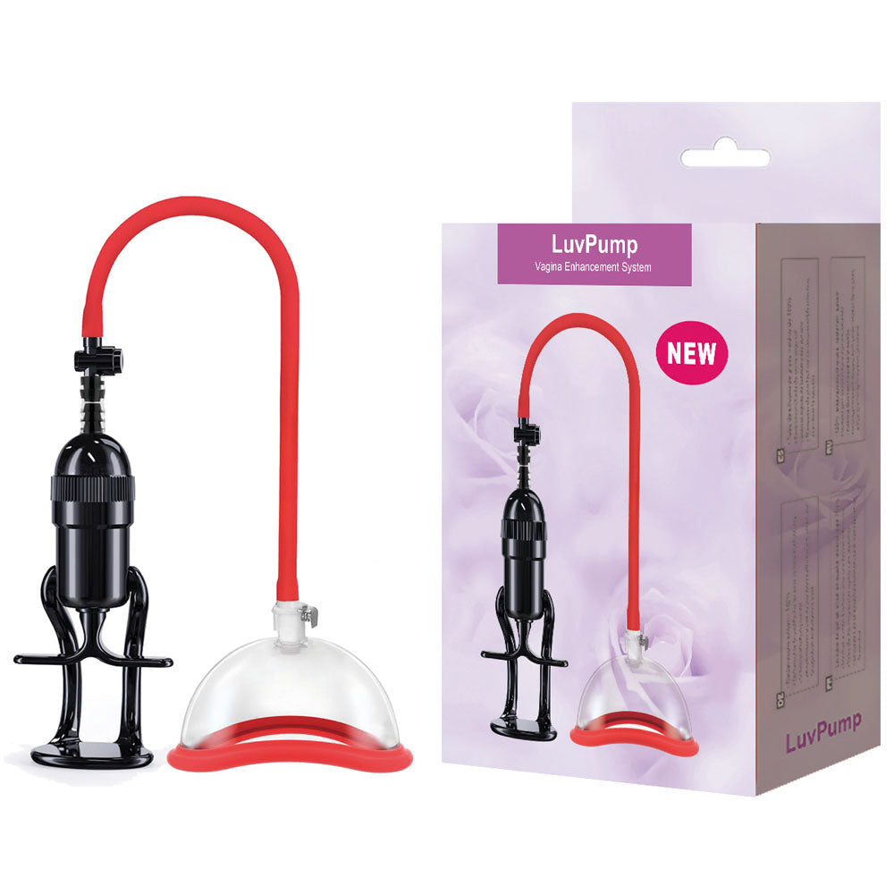 LuvPump Vagina Enhancement System - Clear/ Vagina Pump with a packaging design showcasing the product's features.
