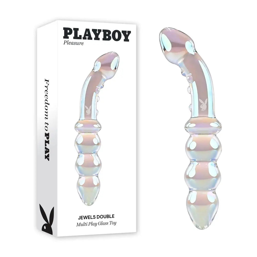 Playboy Pleasure JEWELS DOUBLE -  Glass 17.1 cm Double Ended Dildo Playboy Pleasure Discreet Intimate Essentials.