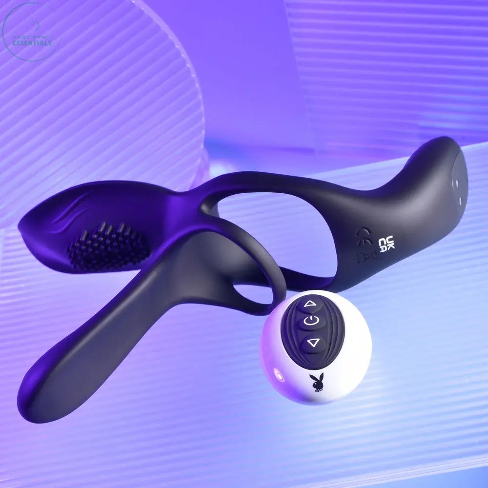 Affordable quality Playboy Pleasure The 3 Way -  USB Rechargeable Vibrating Cock Ring with Wireless Remote  from Playboy Pleasure by Discreet Intimate Essentials with Discreet Delivery 
