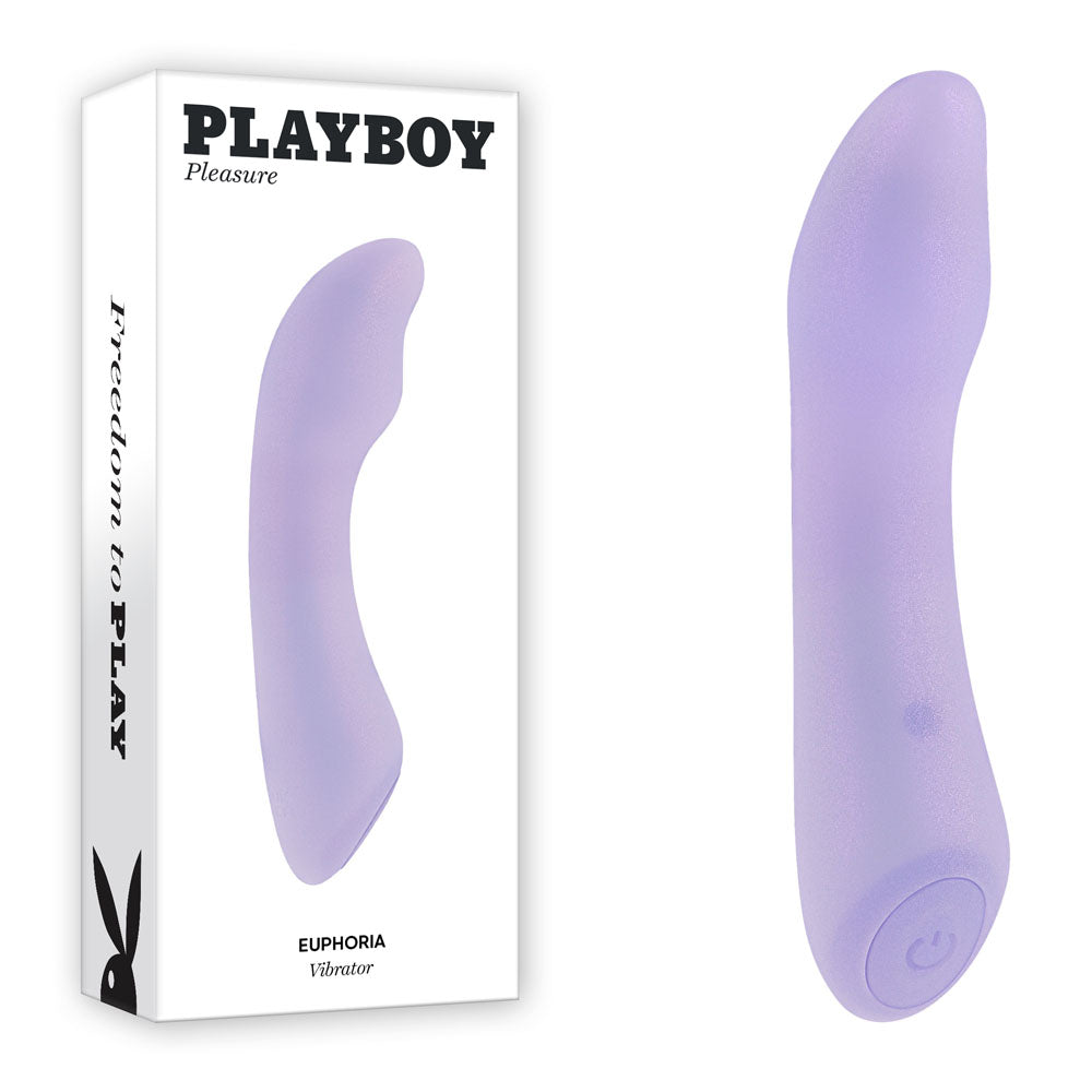 Playboy Pleasure EUPHORIA - Opal 12 cm USB Rechargeable Mini Vibrator with a sleek design in purple, packaged in a stylish box.