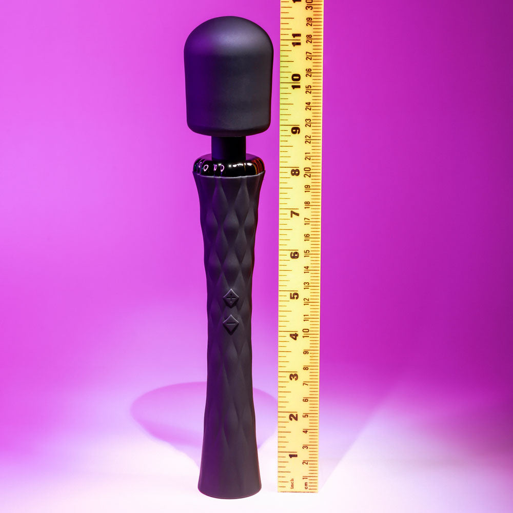 Playboy Pleasure ROYAL - 29.2 cm USB Rechargeable Massage Wand positioned next to a ruler for size comparison.