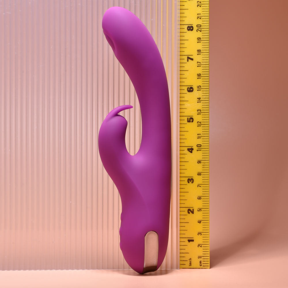 Playboy Pleasure THUMPER - 21.9 cm USB Rechargeable Rabbit Vibrator, purple silicone design for intimate pleasure.