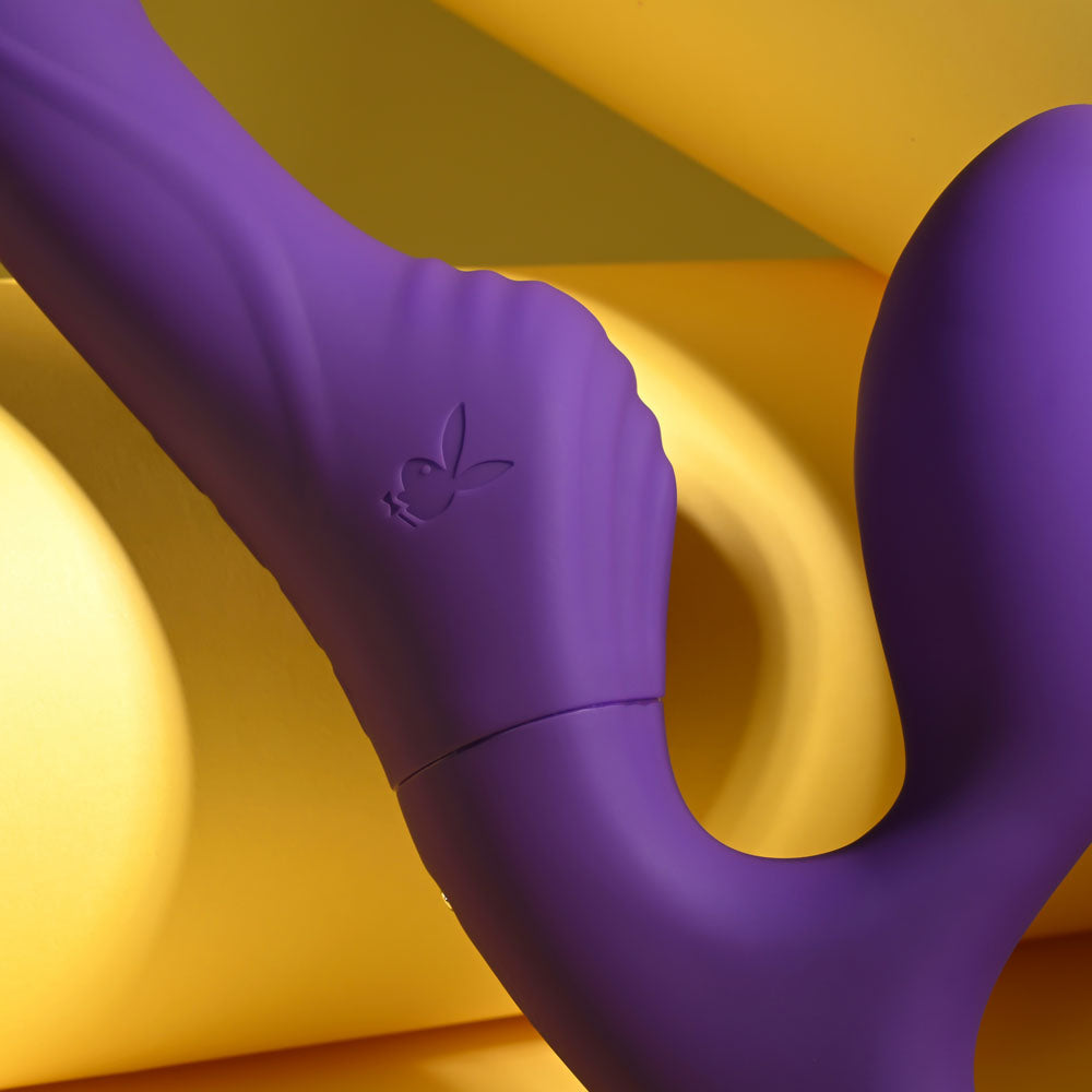 Playboy Pleasure HUG IT OUT - 29 cm USB Rechargeable Strapless Strap-On in purple, ideal for intimate essentials for her.