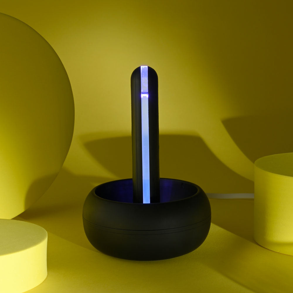 Playboy Pleasure END GAME - USB Rechargeable Vibrating & Self Sanitising Stroker with elegant design and UV stand.